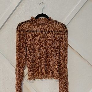 Free People Brown Leopard Print Blouse